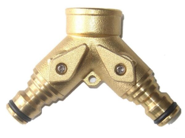 BRASS DUAL TAP OUTLET WITH SHUT-OFF VALVES GW154-0